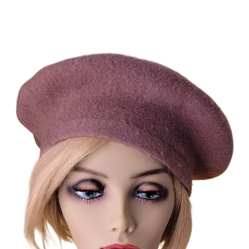 𝅺WOOL Classic Solid Camel Brown French Classic Beret - Picture 2 of 10